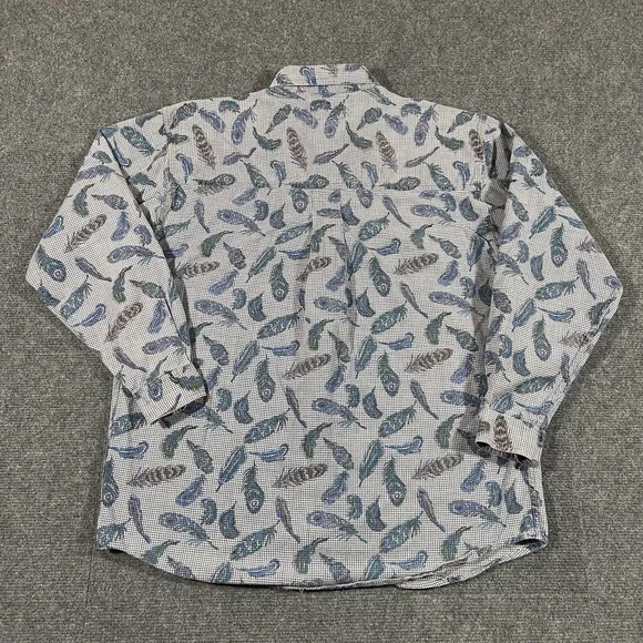 Vintage Lee Shirt Mens M Long Sleeve Button Down Peacock Feather Print Western - Picture 4 of 10